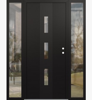 DIAMOND A7 60" X 80" BLACK/BLACK CLEAR GLASS PANEL BLACK LHI WITH 2 SIDELITES CLEAR GLASS