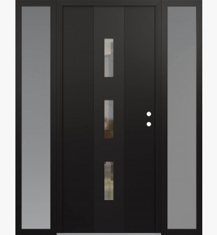 DIAMOND A7 64" X 80" BLACK/BLACK CLEAR GLASS PANEL BLACK LHI WITH 2 SIDELITES FROSTED GLASS