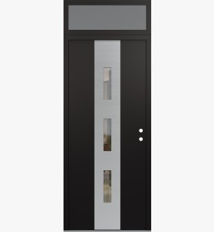 DIAMOND A7 36" X 96" BLACK/BLACK CLEAR GLASS PANEL STAINLESS STEEL LHI WITH TRANSOM FROSTED GLASS
