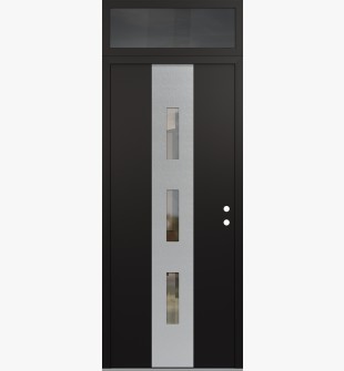 DIAMOND A7 36" X 96" BLACK/BLACK CLEAR GLASS PANEL STAINLESS STEEL LHI WITH TRANSOM MIRRORED GLASS