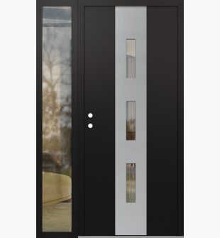 DIAMOND A7 50" X 80" BLACK/BLACK CLEAR GLASS PANEL STAINLESS STEEL RHI WITH SIDELITE CLEAR GLASS