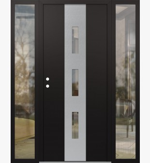 DIAMOND A7 60" X 80" BLACK/BLACK CLEAR GLASS PANEL STAINLESS STEEL RHI WITH 2 SIDELITES CLEAR GLASS