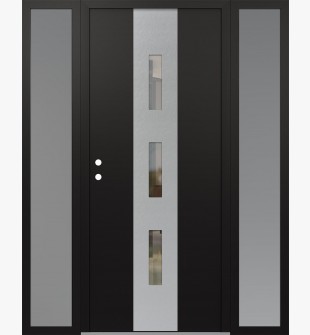 DIAMOND A7 60" X 80" BLACK/BLACK CLEAR GLASS PANEL STAINLESS STEEL RHI WITH 2 SIDELITES FROSTED GLASS