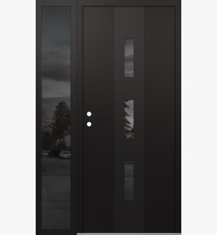 DIAMOND A7 50" X 80" BLACK/BLACK MIRRORED GLASS PANEL BLACK RHI WITH SIDELITE MIRRORED GLASS