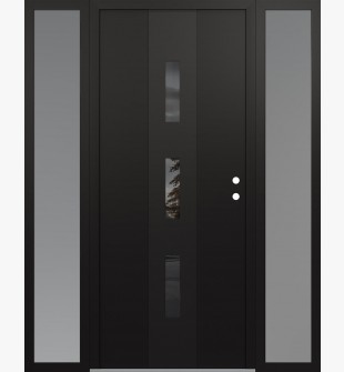 DIAMOND A7 68" X 80" BLACK/BLACK MIRRORED GLASS PANEL BLACK LHI WITH 2 SIDELITES FROSTED GLASS