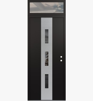 DIAMOND A7 36" X 96" BLACK/BLACK MIRRORED GLASS PANEL STAINLESS STEEL LHI WITH TRANSOM CLEAR GLASS