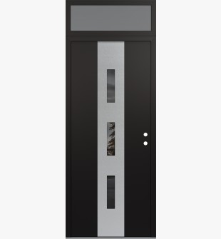 DIAMOND A7 36" X 96" BLACK/BLACK MIRRORED GLASS PANEL STAINLESS STEEL LHI WITH TRANSOM FROSTED GLASS