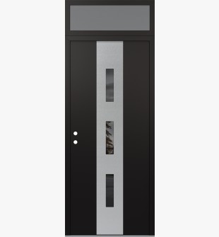 DIAMOND A7 36" X 96" BLACK/BLACK MIRRORED GLASS PANEL STAINLESS STEEL RHI WITH TRANSOM FROSTED GLASS