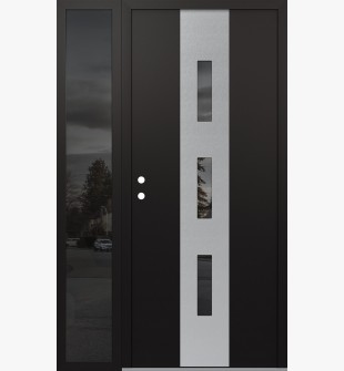 DIAMOND A7 50" X 80" BLACK/BLACK MIRRORED GLASS PANEL STAINLESS STEEL RHI WITH SIDELITE MIRRORED GLASS