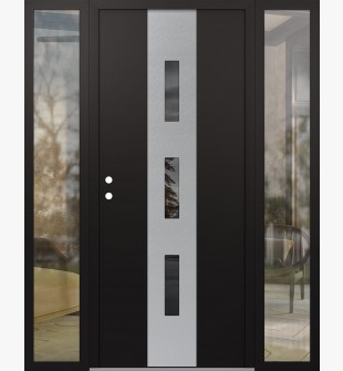 DIAMOND A7 60" X 80" BLACK/BLACK MIRRORED GLASS PANEL STAINLESS STEEL RHI WITH 2 SIDELITES CLEAR GLASS