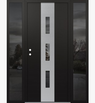 DIAMOND A7 60" X 80" BLACK/BLACK MIRRORED GLASS PANEL STAINLESS STEEL RHI WITH 2 SIDELITES MIRRORED GLASS