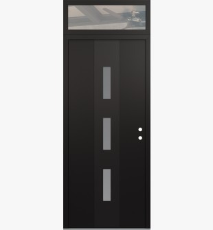 DIAMOND A7 36" X 96" BLACK/WHITE FROSTED GLASS PANEL BLACK LHI WITH TRANSOM CLEAR GLASS