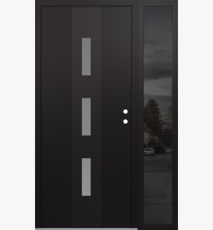 DIAMOND A7 50" X 80" BLACK/WHITE FROSTED GLASS PANEL BLACK LHI WITH SIDELITE MIRRORED GLASS