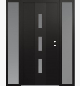 DIAMOND A7 68" X 80" BLACK/WHITE FROSTED GLASS PANEL BLACK LHI WITH 2 SIDELITES FROSTED GLASS