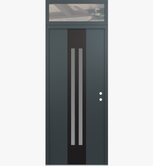 DIAMOND A8 36" X 96" ANTHRACITE/ANTHRACITE FROSTED GLASS PANEL BLACK LHI WITH TRANSOM CLEAR GLASS