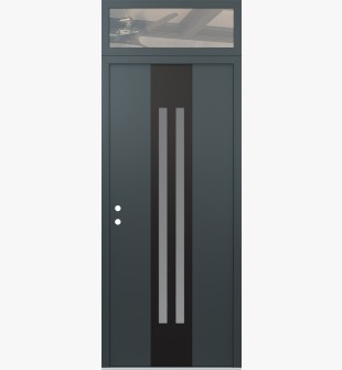 DIAMOND A8 36" X 96" ANTHRACITE/ANTHRACITE FROSTED GLASS PANEL BLACK RHI WITH TRANSOM CLEAR GLASS