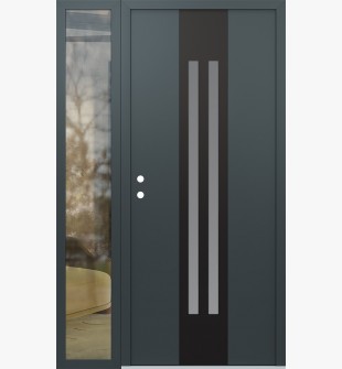 DIAMOND A8 50" X 80" ANTHRACITE/ANTHRACITE FROSTED GLASS PANEL BLACK RHI WITH SIDELITE CLEAR GLASS