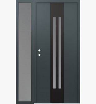 DIAMOND A8 48" X 80" ANTHRACITE/ANTHRACITE FROSTED GLASS PANEL BLACK RHI WITH SIDELITE FROSTED GLASS