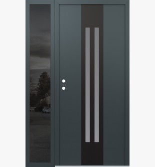 DIAMOND A8 50" X 80" ANTHRACITE/ANTHRACITE FROSTED GLASS PANEL BLACK RHI WITH SIDELITE MIRRORED GLASS