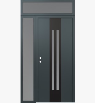 DIAMOND A8 52" X 96" ANTHRACITE/ANTHRACITE FROSTED GLASS PANEL BLACK RHI WITH SIDELITE AND TRANSOM FROSTED GLASS