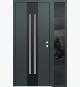 DIAMOND A8 52" X 80" ANTHRACITE/ANTHRACITE FROSTED GLASS PANEL BLACK LHI WITH SIDELITE MIRRORED GLASS