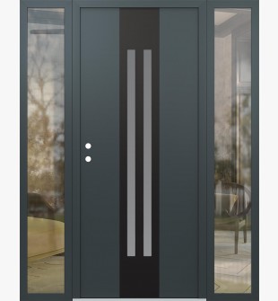 DIAMOND A8 60" X 80" ANTHRACITE/ANTHRACITE FROSTED GLASS PANEL BLACK RHI WITH 2 SIDELITES CLEAR GLASS