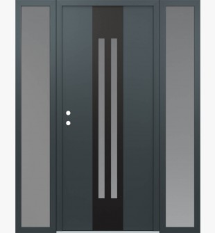 DIAMOND A8 64" X 80" ANTHRACITE/ANTHRACITE FROSTED GLASS PANEL BLACK RHI WITH 2 SIDELITES FROSTED GLASS