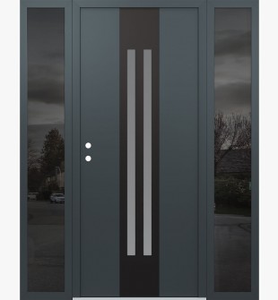 DIAMOND A8 68" X 80" ANTHRACITE/ANTHRACITE FROSTED GLASS PANEL BLACK RHI WITH 2 SIDELITES MIRRORED GLASS