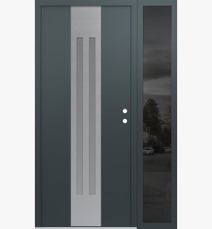 DIAMOND A8 52" X 80" ANTHRACITE/ANTHRACITE FROSTED GLASS PANEL STAINLESS STEEL LHI WITH SIDELITE MIRRORED GLASS