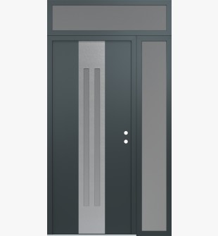 DIAMOND A8 48" X 96" ANTHRACITE/ANTHRACITE FROSTED GLASS PANEL STAINLESS STEEL LHI WITH SIDELITE AND TRANSOM FROSTED GLASS