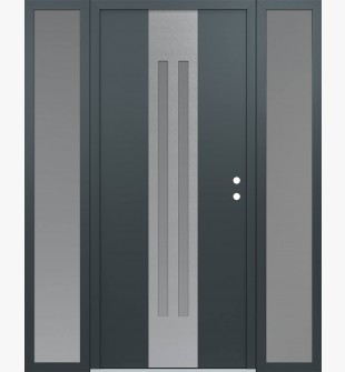DIAMOND A8 68" X 80" ANTHRACITE/ANTHRACITE FROSTED GLASS PANEL STAINLESS STEEL LHI WITH 2 SIDELITES FROSTED GLASS