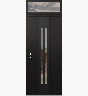 DIAMOND A8 36" X 96" BLACK/BLACK CLEAR GLASS PANEL BLACK RHI WITH TRANSOM CLEAR GLASS