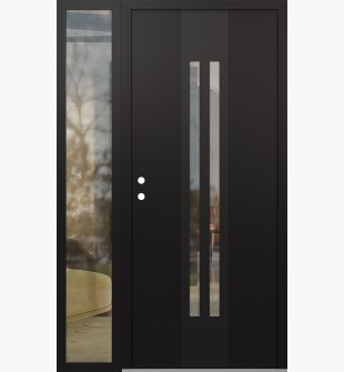 DIAMOND A8 48" X 80" BLACK/BLACK CLEAR GLASS PANEL BLACK RHI WITH SIDELITE CLEAR GLASS