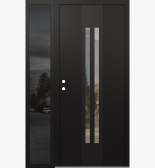 DIAMOND A8 50" X 80" BLACK/BLACK CLEAR GLASS PANEL BLACK RHI WITH SIDELITE MIRRORED GLASS