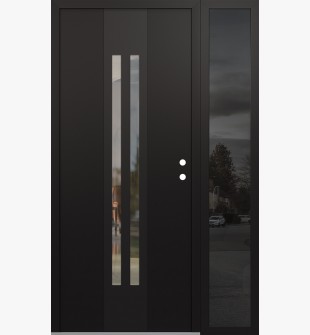 DIAMOND A8 48" X 80" BLACK/BLACK CLEAR GLASS PANEL BLACK LHI WITH SIDELITE MIRRORED GLASS