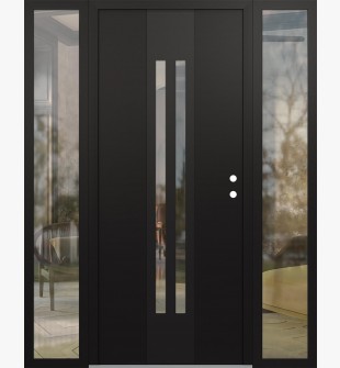 DIAMOND A8 64" X 80" BLACK/BLACK CLEAR GLASS PANEL BLACK LHI WITH 2 SIDELITES CLEAR GLASS