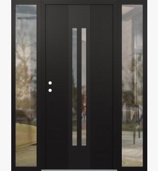 DIAMOND A8 60" X 80" BLACK/BLACK CLEAR GLASS PANEL BLACK RHI WITH 2 SIDELITES CLEAR GLASS