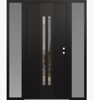 DIAMOND A8 68" X 80" BLACK/BLACK CLEAR GLASS PANEL BLACK LHI WITH 2 SIDELITES FROSTED GLASS