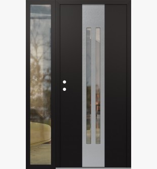 DIAMOND A8 50" X 80" BLACK/BLACK CLEAR GLASS PANEL STAINLESS STEEL RHI WITH SIDELITE CLEAR GLASS
