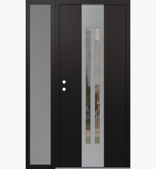 DIAMOND A8 48" X 80" BLACK/BLACK CLEAR GLASS PANEL STAINLESS STEEL RHI WITH SIDELITE FROSTED GLASS
