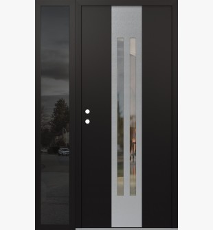 DIAMOND A8 48" X 80" BLACK/BLACK CLEAR GLASS PANEL STAINLESS STEEL RHI WITH SIDELITE MIRRORED GLASS