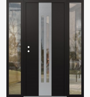 DIAMOND A8 68" X 80" BLACK/BLACK CLEAR GLASS PANEL STAINLESS STEEL RHI WITH 2 SIDELITES CLEAR GLASS