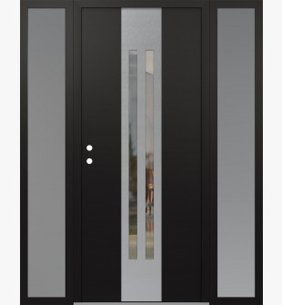 DIAMOND A8 68" X 80" BLACK/BLACK CLEAR GLASS PANEL STAINLESS STEEL RHI WITH 2 SIDELITES FROSTED GLASS