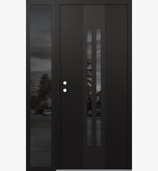 DIAMOND A8 52" X 80" BLACK/BLACK MIRRORED GLASS PANEL BLACK RHI WITH SIDELITE MIRRORED GLASS