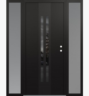 DIAMOND A8 64" X 80" BLACK/BLACK MIRRORED GLASS PANEL BLACK LHI WITH 2 SIDELITES FROSTED GLASS