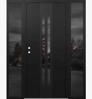 DIAMOND A8 68" X 80" BLACK/BLACK MIRRORED GLASS PANEL BLACK RHI WITH 2 SIDELITES MIRRORED GLASS