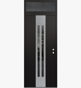 DIAMOND A8 36" X 96" BLACK/BLACK MIRRORED GLASS PANEL STAINLESS STEEL LHI WITH TRANSOM MIRRORED GLASS