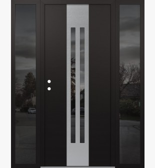 DIAMOND A8 64" X 80" BLACK/BLACK MIRRORED GLASS PANEL STAINLESS STEEL RHI WITH 2 SIDELITES MIRRORED GLASS