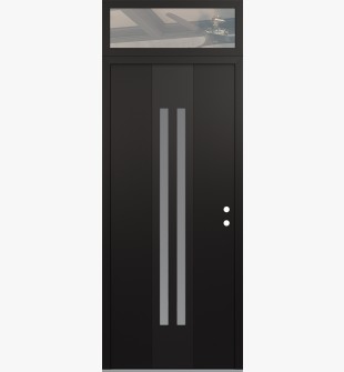 DIAMOND A8 36" X 96" BLACK/WHITE FROSTED GLASS PANEL BLACK LHI WITH TRANSOM CLEAR GLASS