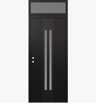 DIAMOND A8 36" X 96" BLACK/WHITE FROSTED GLASS PANEL BLACK RHI WITH TRANSOM FROSTED GLASS